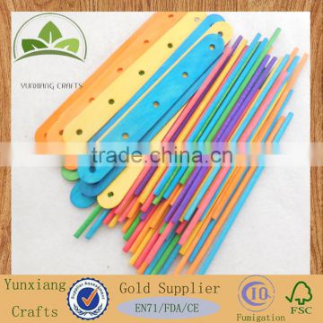 colorful wooden craft sticks ice cream sticks with hole for DIY toy