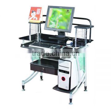 GX-604 black muti-fuction desk with glass,computer table