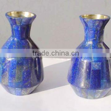 Lapiz Lazuli Gemstone Flower Vases Home Decorative