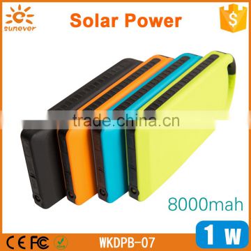 new products 2016 Wholesale Solar Cellphone Charger /8000mAh Solar Power Bank Waterproof