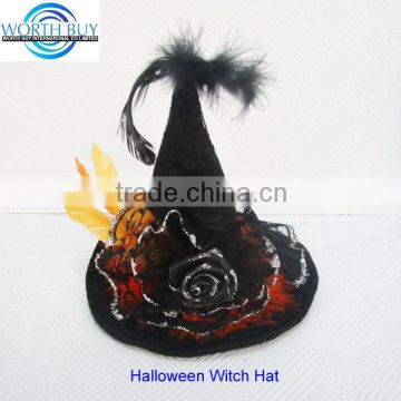 Flower & skeleton decorated Halloween witch hat