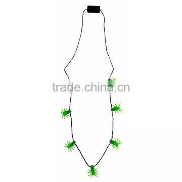 Plastic spider halloween holiday fun 7 green lights party favor jewelry flashing string necklace