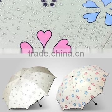 magic changing color umbrella faric/ color changing when wet umbrella fabric