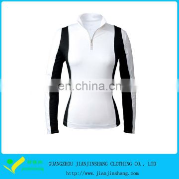 Hot Selling Polyester Spandex Color Combinations Long Sleeve Zip Polo Shirt