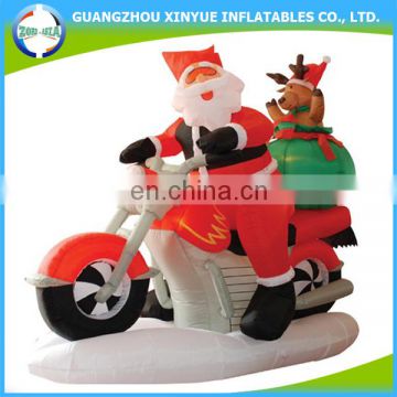 Hot sale promotion christmas inflatable santa on motorcycle for decoration