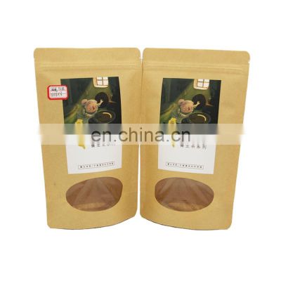 Customized printing kraft paper bag with window food packaging bag stand up pouches Tea bags