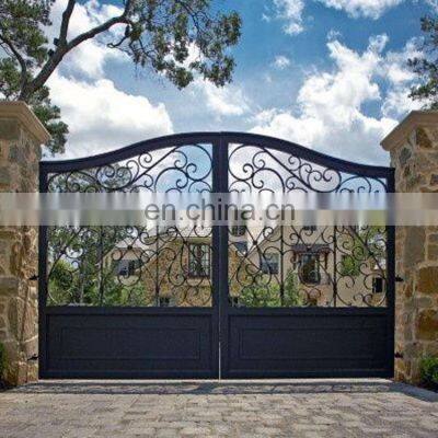 Decorative wrought iron sliding main gates design