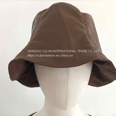 Women's bucket hat,leather hat,PU hat,basin cap,eco leather hat