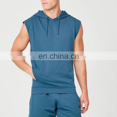 2022 latest wholesale cheap custom logo men's gym sports sleeveless hoodies