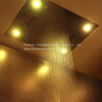 Stainless steel  LED showerhead  sanitray showerhead with multi-function rainfall waterfall rain curtain