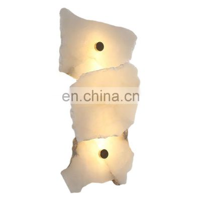 Luxury wall mounted sconce light fixtures bedroom bedside hotel decoration alabaster led wall lamp