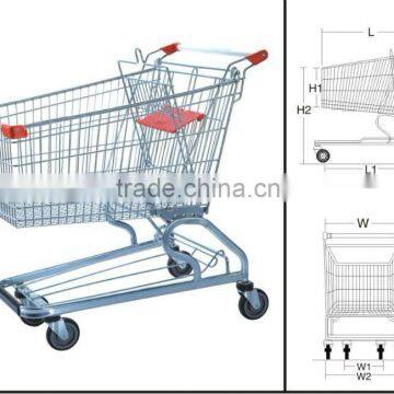 Asian style zinc plated supermarket shopping cart(60L)