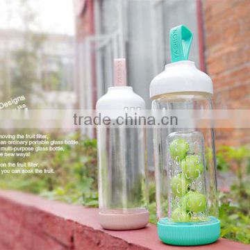 480ml portable white glass cup and fruit bottles