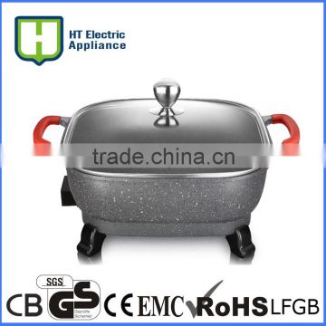 Electric fry pan with marble coating