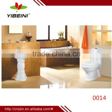 two piece white toilet set_ceramic sanitary ware_bathroom set_pedestal basin