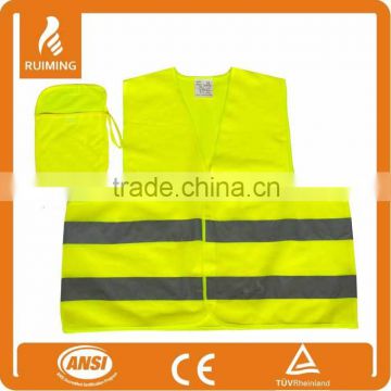 Reflective yellow safety vest with pouch