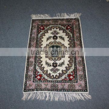 prayer mat silk rug handmade pure silk rug pink white
