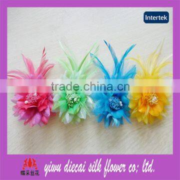 cheap handmade feather flower hair accessory