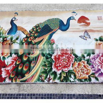 China peacock canvas tapestry fabric oil painting wall hanging