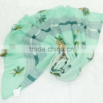 custom latest design new fashion lady silk ananas fruit scarf