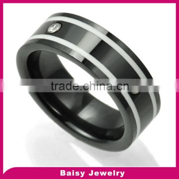 China factory wholesale trendy fashion mens black ceramic diamond ring