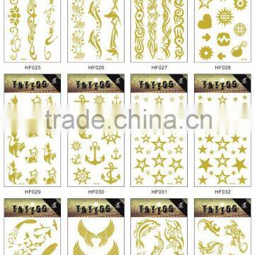 2015 best seller eco-friendly good quality fashion temporary tattoo gold