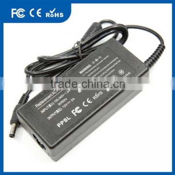 Guangzhou Manufacture Power Adapter 60W 12V 5A 5.5x2.5MM for LED LCD Adapter