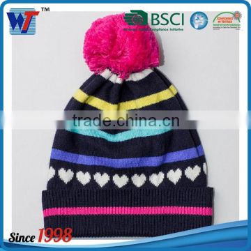 Simple high quality girl star knitted beanie caps and hats with gloves