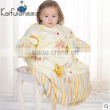 cotton anti kicking quilt Baby sleeping bag for autumn and winter with Detachable 100% cotton fillings quilt and sleeves