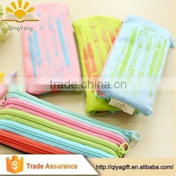 wholesale Rainbow multi-zip custom canvas pencil case for school