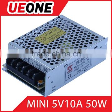 mini size 5v10a switching power supply 50w with ce approved