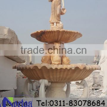 Two tier carved nude woman garden stone water fountain NTMF-SA540A