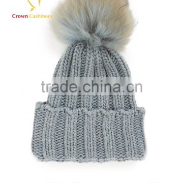 Winter Women Knit Hat,Women Cable Pom Pom Hat