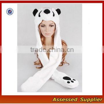 XJ01182/Long winter plush hat / fashion panda plush hat with paw