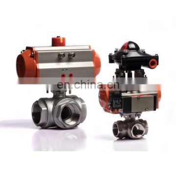 DN40 T type KLQD brand pneumatic operated stainless steel 3 way pneumatic control valve