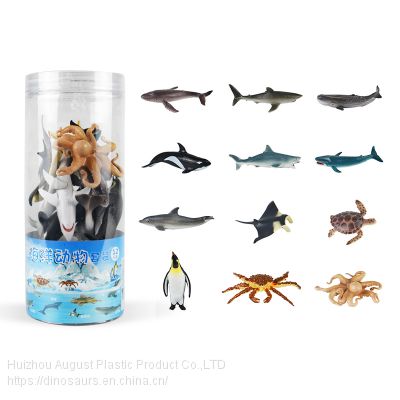 OEM Sea Ocean Animals Small Plastic Toys Set 12pcs/box for Party Favor Supplies Animal Figures Birthday Gifts Children Education