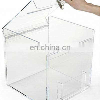Clear Acrylic Donation Box Transparent Ballot Box with Key Lock