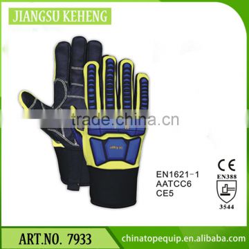 China PVC Safety cuff fluo orange pvc oil resistant butcher working gloves TPR Protection gloves