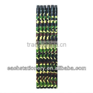 BSCI audited factories Round shape camouflag standard pencil with eraser