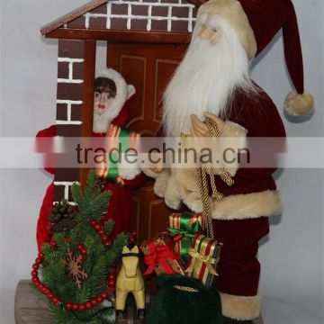 XM-CH1570 24 inch indoor lighted santa house with baby girl for christmas decoration