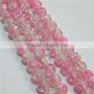 6mm round double color crackle glass bead RGB018