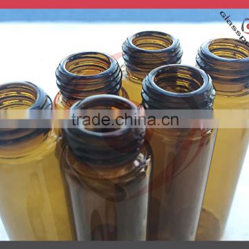 Continue thread amber glass bottle with plastic cap, empty bottles for oil