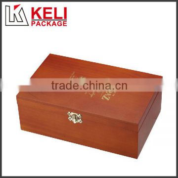 Made in china custom logo and color locked wooden wine box for liquor