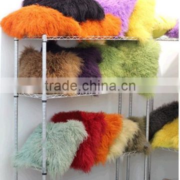 Wholesale Natural Tibet Sheepskin Fur Cushion Multicolor Mongolia Lamb Fur Pillow