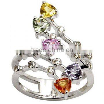 sapphire and diamond ring designs, designer white gold ring, multi sapphire ring