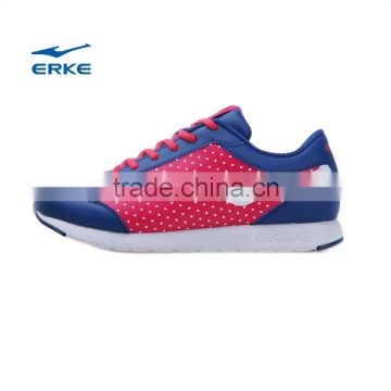 ERKE womens brand running shoes with cute dot girls fashion sports shoes lightweight sneaker rose/blue for wholesale