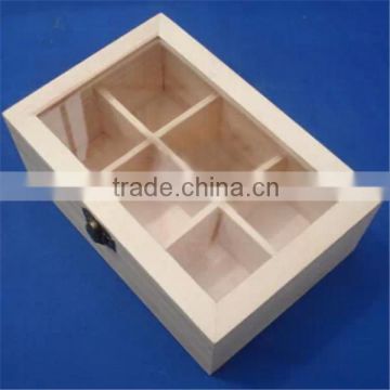 classical wooden box for tea with glass lid/wood lid wooden packaging wholesale