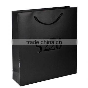 Luxury hot stamping logo black shopping paper bag