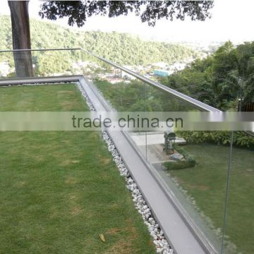 Exterior glass railing systems for deck and balcony