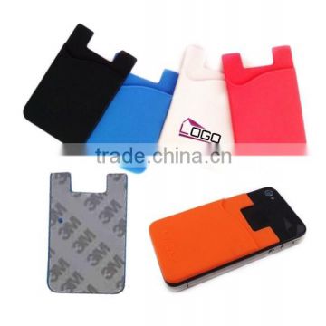 Custom printing logo 3M adhesive silicone phone wallet